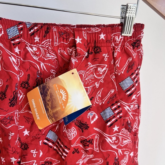 Columbia PFG Swim Trunks Mens Sz Small 6" USA American Flag Relaxed Lined NWT - Picture 2 of 6